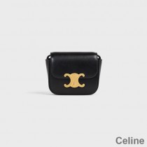 Mini crossbody kabelka Celine z lesklej teľacej kože čierno/zlatá