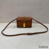 Taška Celine Mini Soft 16 z hladkej teľacej kože hnedej