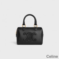 Cuir Triomphe 검은색 디테일의 부드러운 송아지 가죽 셀린느 스몰 보스턴백