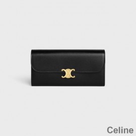 샤이니 카프스킨 블랙 소재의 셀린느 라지 폴더형 지갑