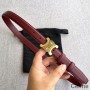 천연 송아지 가죽 버건디 소재의 셀린느 미디엄 Triomphe 벨트