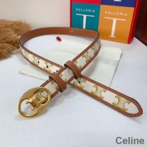 Celine Średni z obramowanym paskiem Maillon Triomphe z płótna Triomphe i białej skóry cielęcej