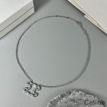 Duży naszyjnik Celine Triomphe Frame z mosiądzu i srebra