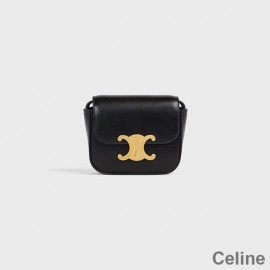 Mini torebka na ramię Celine z błyszczącej skóry cielęcej w kolorze czarno-złotym