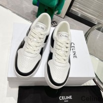 Celine Trainer Low Zapatillas con cordones Unisex Piel de becerro y piel de becerro laminada Negro/Blanco