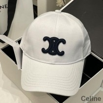 Gorra De Béisbol De Algodón Con Bordado Triomphe Celine Blanco