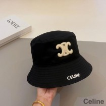 Sombrero de pescador Celine Triomphe de algodón con firma Negro