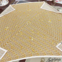 Celine Spiral Bandana Scarf 90 In Silk Twill White/Yellow