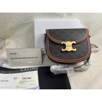 Celine Besace Crossbody Bag In Triomphe Canvas Black