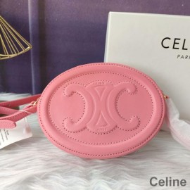 Celine Mini Oval Bag In Smooth Calfskin With Cuir Triomphe Pink