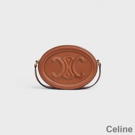 Celine Small Oval Bag In Smooth Calfskin With Cuir Triomphe Brown