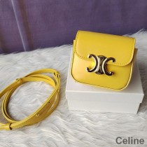 Τσάντα Σελίν Mini Crossbody σε λαμπερό κίτρινο δέρμα μοσχαριού