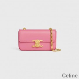Τσάντα ώμου Σελίν Chain σε λαμπερό ροζ δέρμα μοσχαριού