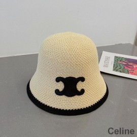 Celine Triomphe Bucket Hat Raphia bézs/fekete színben