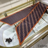 Celine Chain omkeerbare keperstof in zijde marineblauw/oranje