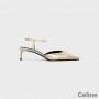 Celine Kitten Slingback Pompen Dames Gelamineerde Ayers Met Triomphe Band Goud