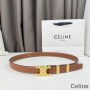 Celine medium triomphe riem van glad kalfsleer met metalen lus bruin