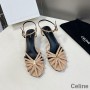 Celine Triomphe Sandalen Dames Kalfsleer Met Enkelband Kaki