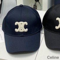 Celine Embroidery Triomphe baseballcaps i bomull marineblå