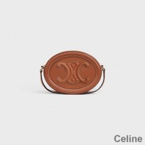 Celine Mini Oval Veske I Glatt Kalveskinn Med Cuir Triomphe Brun