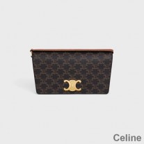 Celine Trapeze Skulderveske I Triomphe Lerret Svart