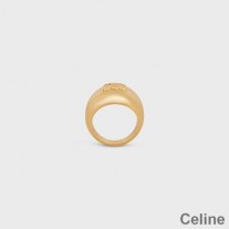 Celine Triomphe Stor Ring I Messing Med Gull Finish Gull